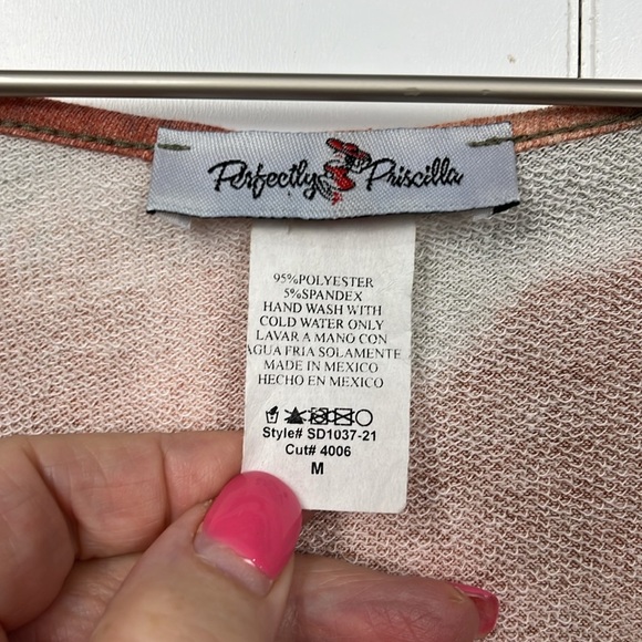 Perfectly Priscilla Womens Tunic/Mini M Rust Green Tie Dye Pattern 3/4 Sleeves - Picture 2 of 12